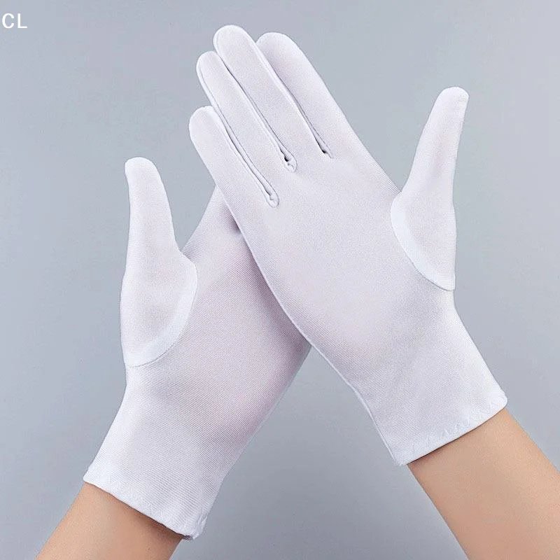 Fashion Spandex Elasticity Short Gloves Solid Party Prom Etiquette Performance Props Jewelry Inspection Working Gloves
