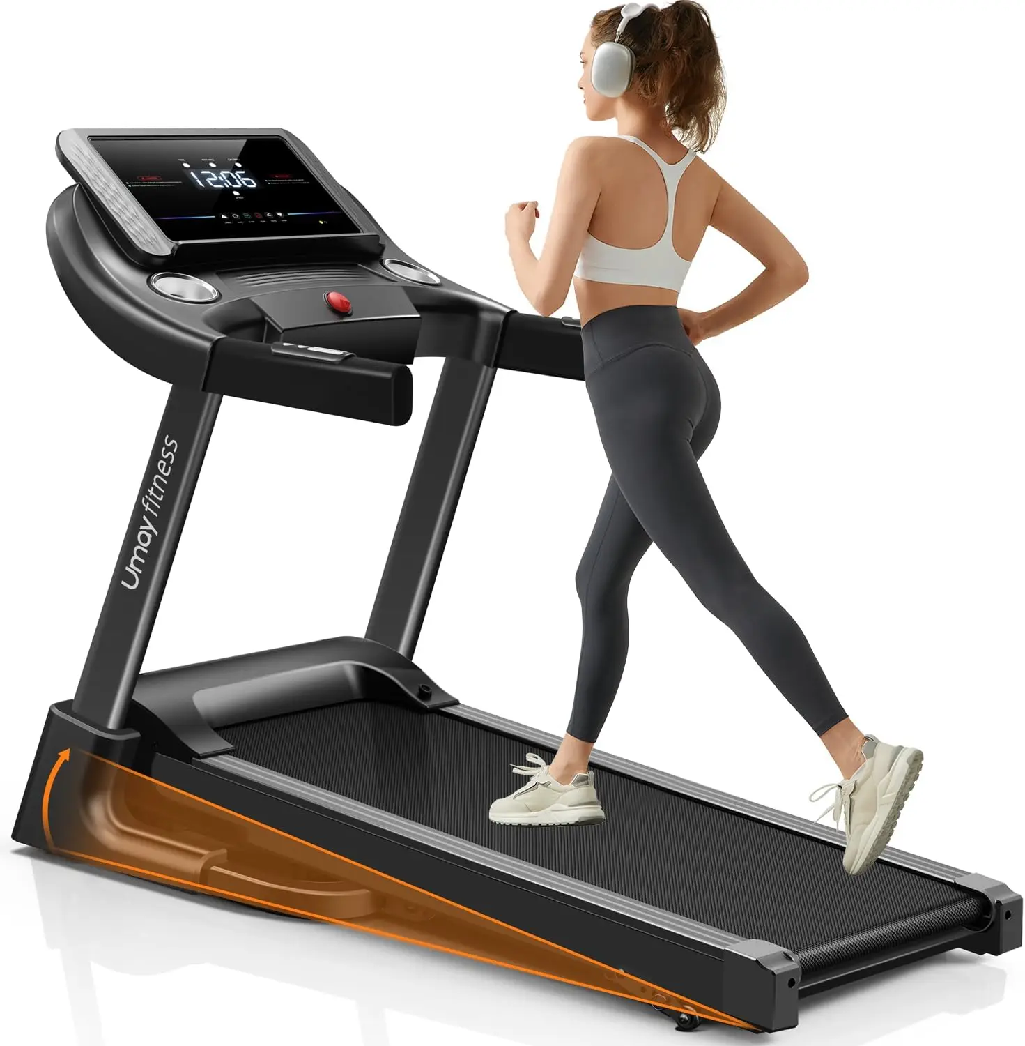 Auto Folding 3 Level Incline Treadmill with Pulse Sensors, 3.0 HP Quiet Brushless, 8.7 MPH, 300 lbs Capacity