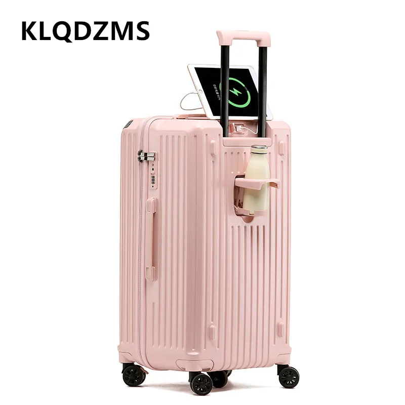 KLQDZMS-equipaje con ruedas para mujer, Maleta de cabina de alta calidad de gran capacidad, con carga USB, para PC