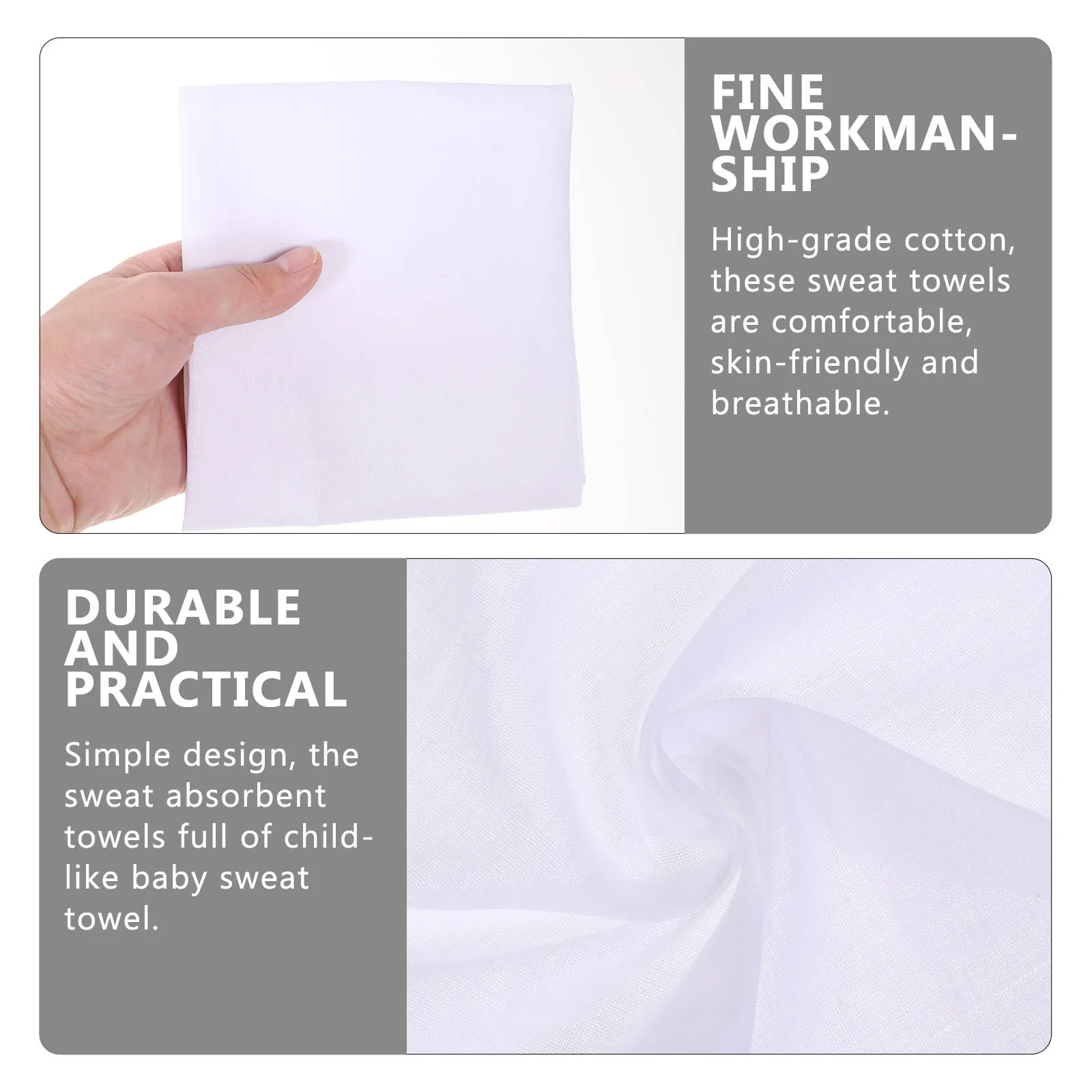 Serviettes de sueur en coton doux pour tout-petits, 12 pièces, absorbantes, confortables, pour le dos du bébé, tissu pratique et respirant