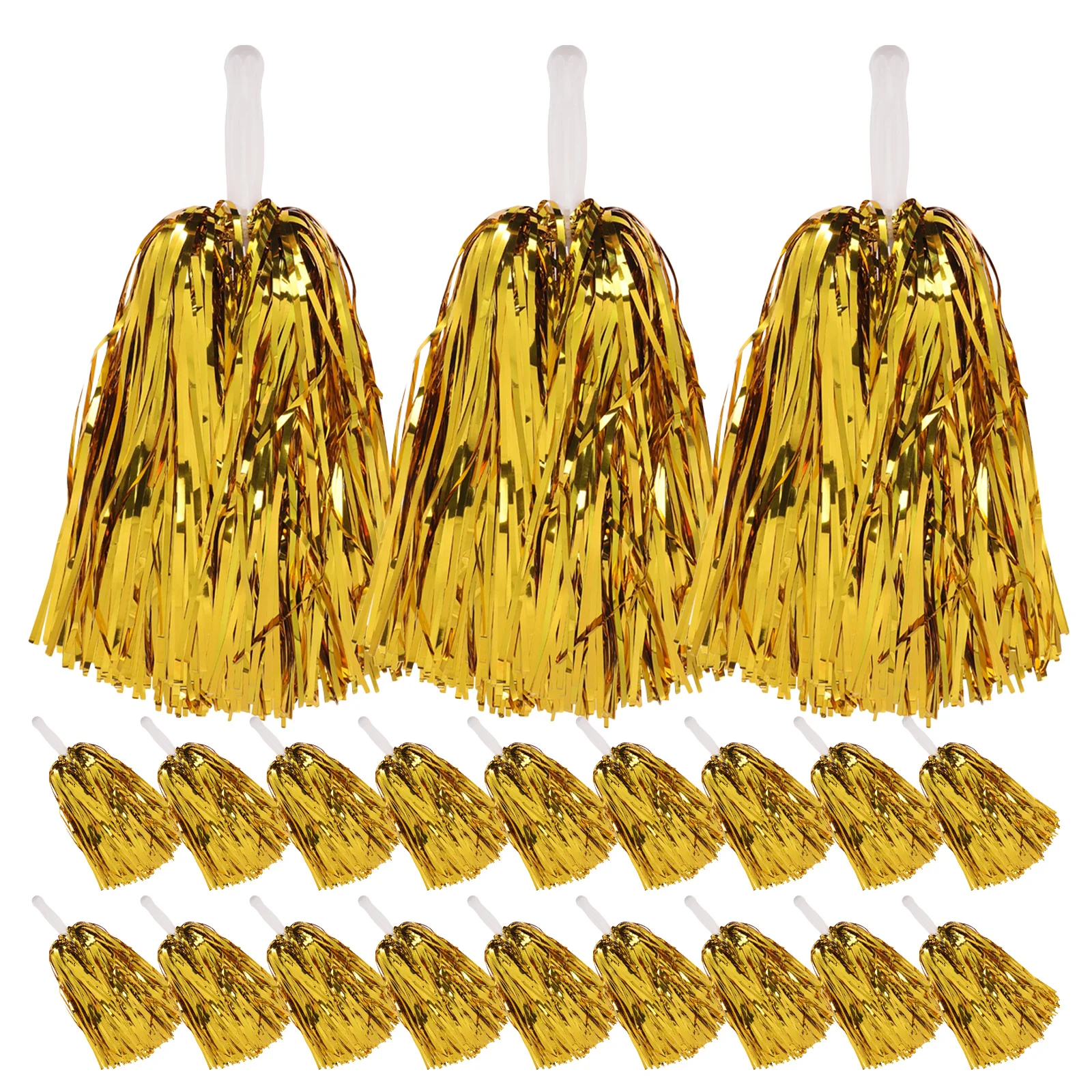 

24Pcs Metallic Cheer Pom Poms Handled Cheerleading Pompoms Cheerleader Ornaments Sports Party Dance Performance Football Game