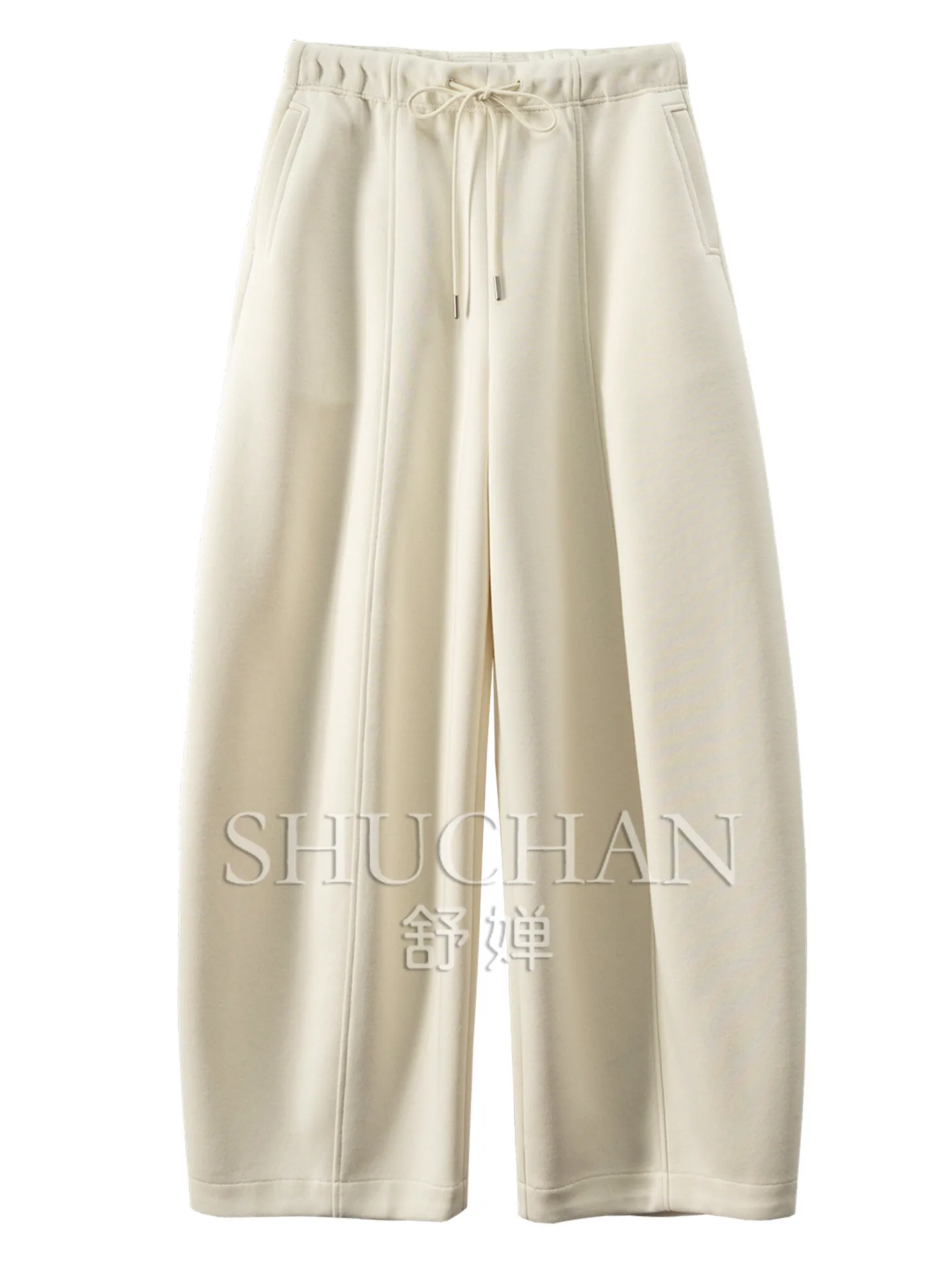 Winter Casual Accent Pants High Waist Cotton Wide Leg Sickle Pants Women's 62G5  Pantalones De Mujer 700g