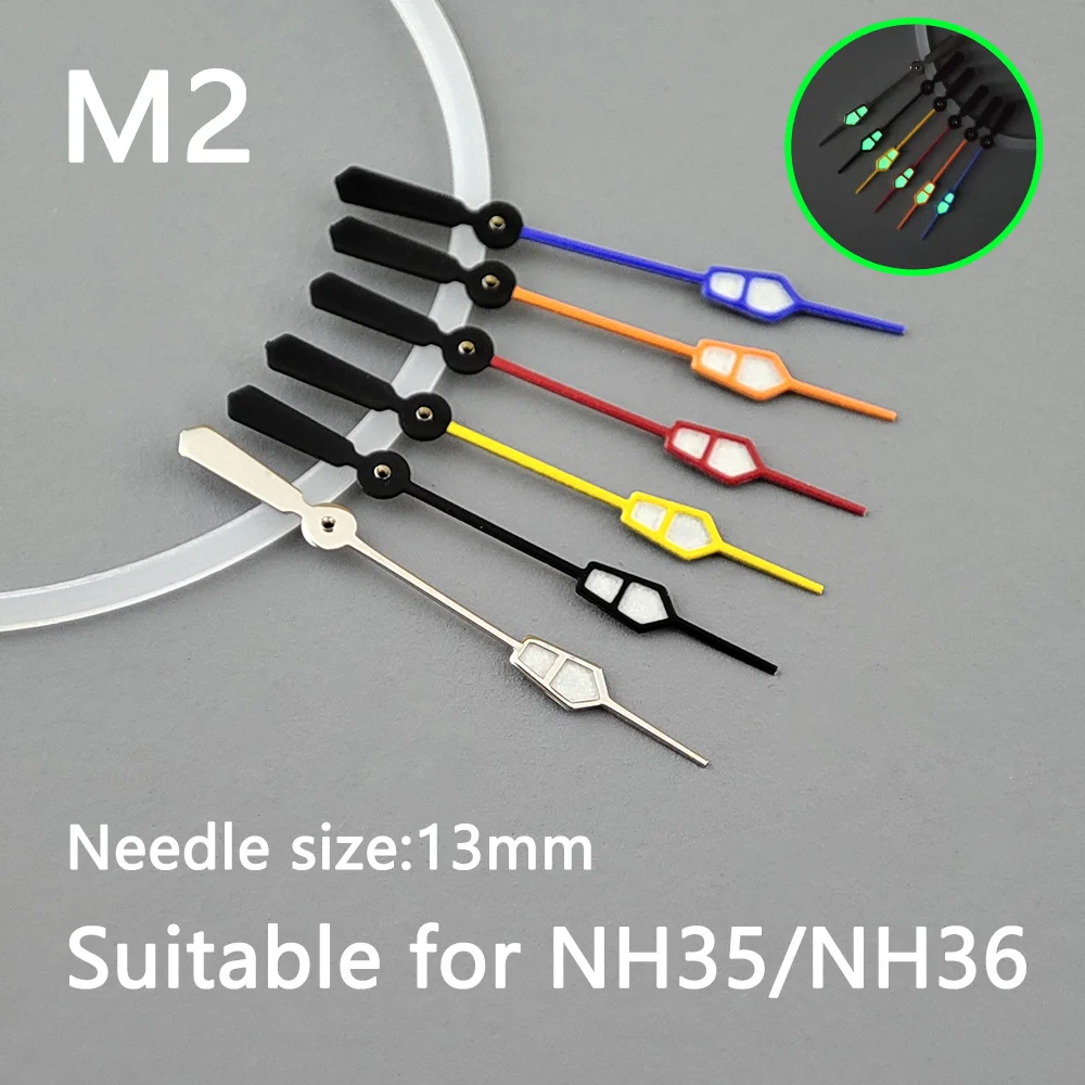 NH35 hands pointer Silver needle green luminous, Watch accessories,suitable for nh35 Second Hands nh36  movement M2