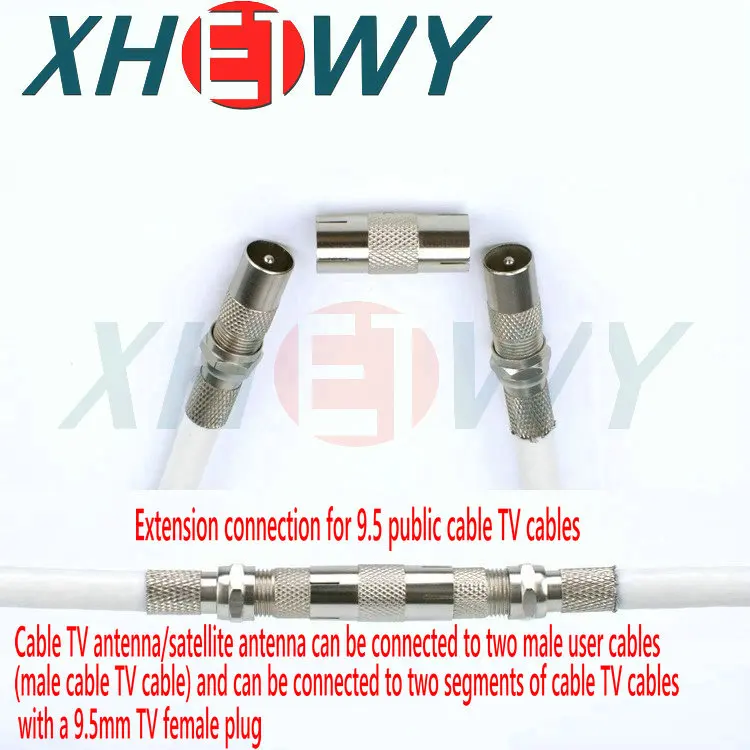 Cable TV antenna connected to TV mother to mother RF video cable straight through extension head TV plug RF RF connector