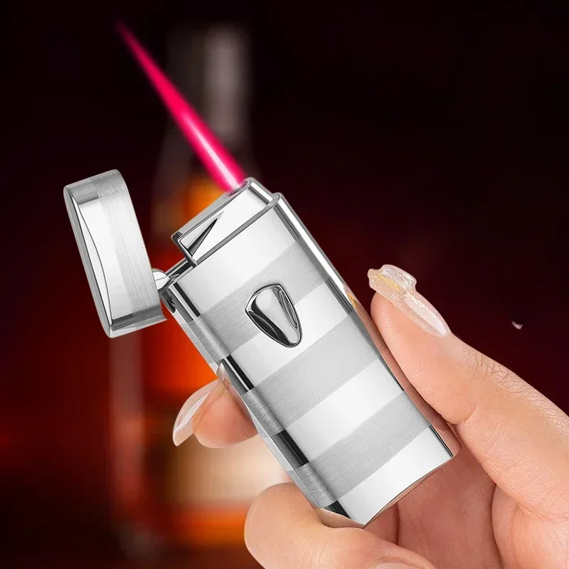 New Metal Slim Stripe USBInduction Ignition Windproof Lighter Cool Butane Gas Ultra Thin Inflatable Lighter Smoking Accessoriest