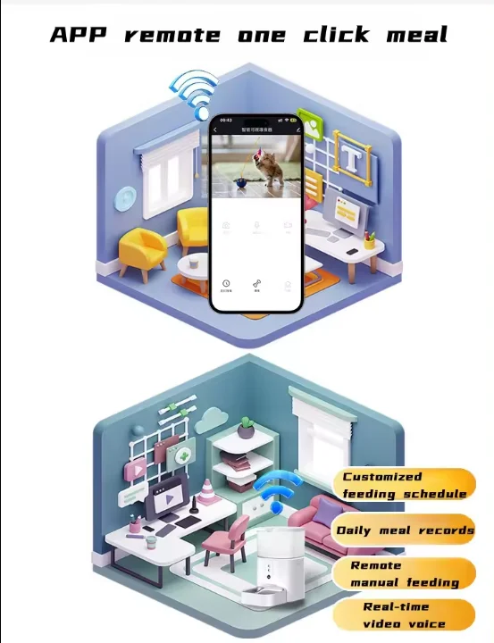 Pet automatic feeder food timing quantitative voice video APP control remote intelligent feeder