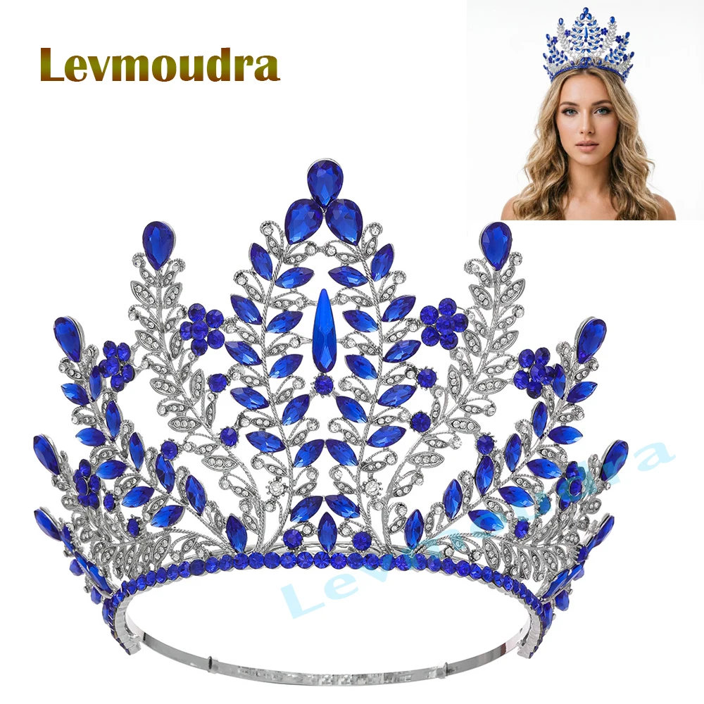 

Levmoudra Crowns for Women, Big Pageant Queen Crystal Tiaras , Adjustable Crown for Wedding Bride Birthday