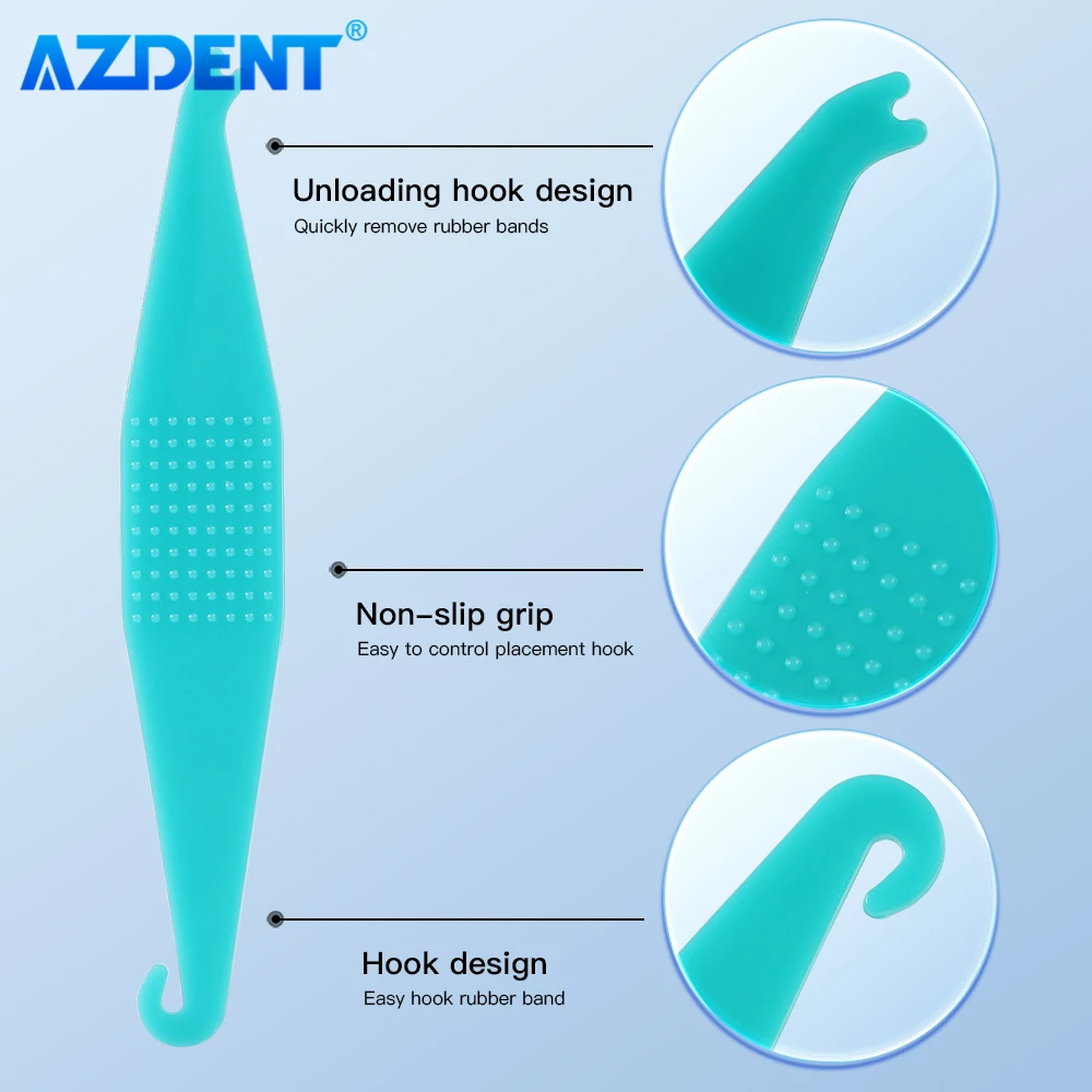 50 stks/pak AZDENT Tandheelkundige Orthodontische Elastische Rubberen Band Placing Tool Placers Diverse Kleuren Tandheelkunde Instrument