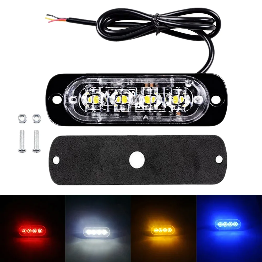 

4LED Truck Side LED Strobe Light for Car Emergency Flashing Light 12V 24V Truck Warning Hazard Lamp Auto Police Light