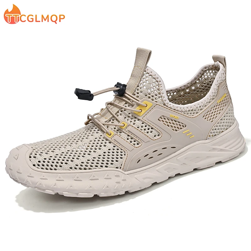 

Large Size Men's Shoes Mesh Men Casual Shoes Fashion Breathable Outdoor Wading Shoes Men's Lace-Up Flats Comfortable Sneakers