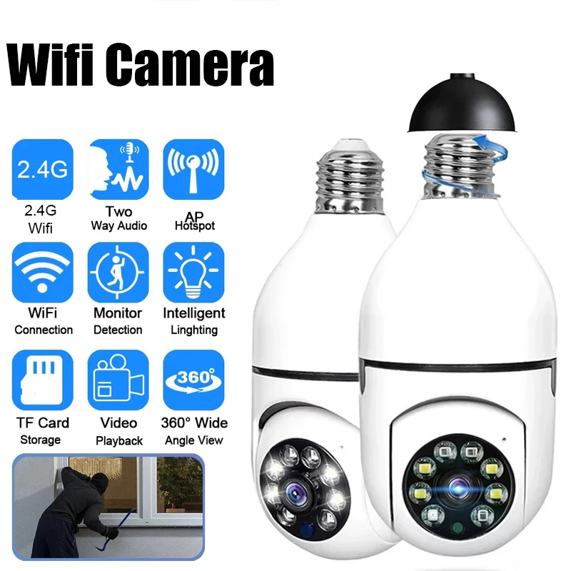 

TERUHAL Wi-Fi IP-камера E27 Bulb Cam 3MP Беспроводная радионяня AI Отслеживание Безопасность Видеонаблюдение Камера для домашних животных SmartLife Крытый