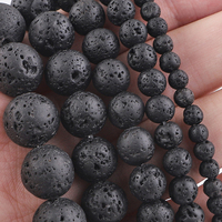 Wholesale Natural Black Lava 4mm 6mm 8mm 10mm 12mm round Volcanic Loose Beads for Jewelry Making Or Gift Charms