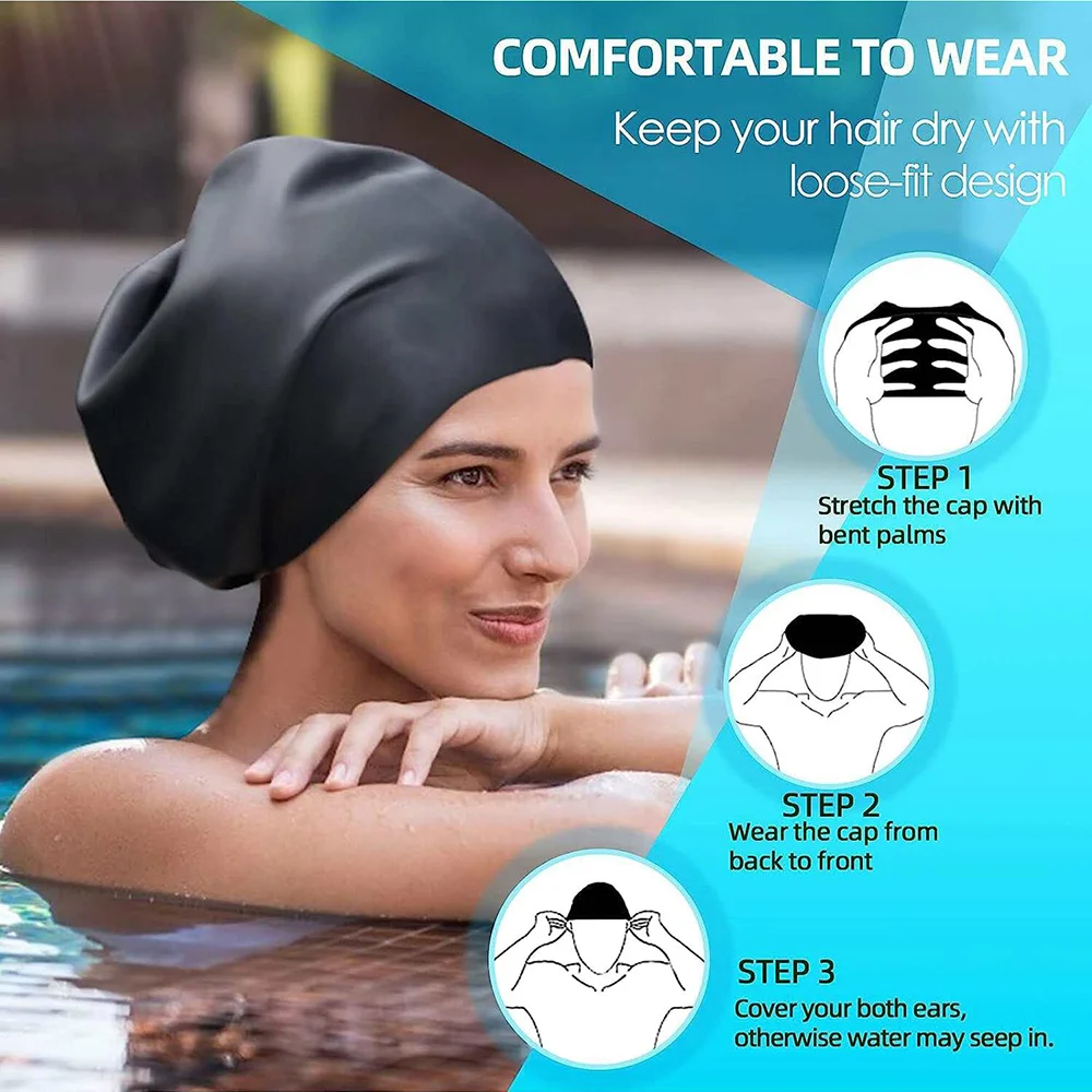 Extra Large Silicone Swimming Cap for Long Hair