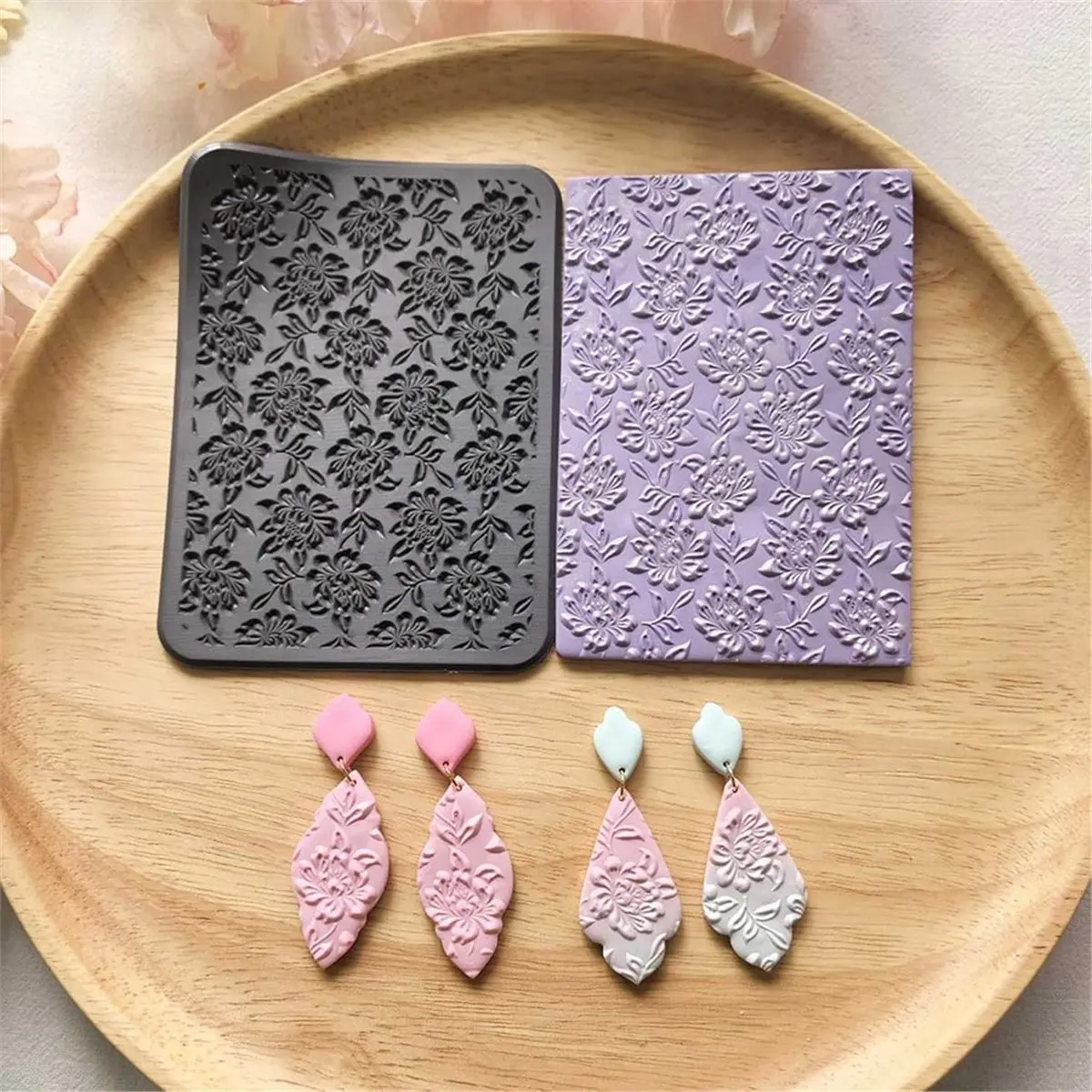 【AT48】 NEW 4Pack Professional Silicone Stamping Mats for Polymer Clay Jewelry and Earring Designs
