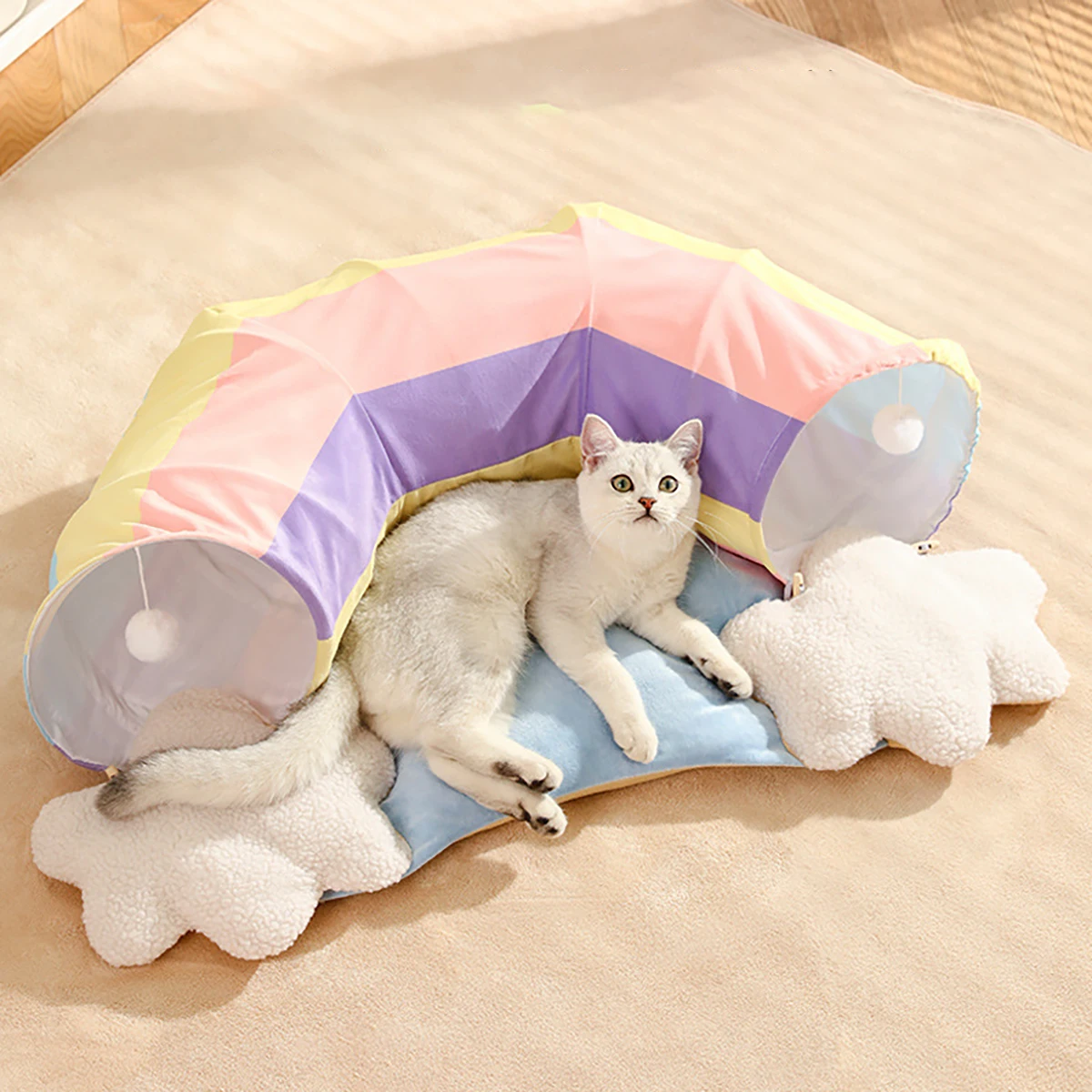 

Pet Cats Tunnel Funny Toy Interactive Play Toy Mobile Warm Plush Cat Bed Tunnels Tube Indoor Toys Kitten Exercising Pet Supplies