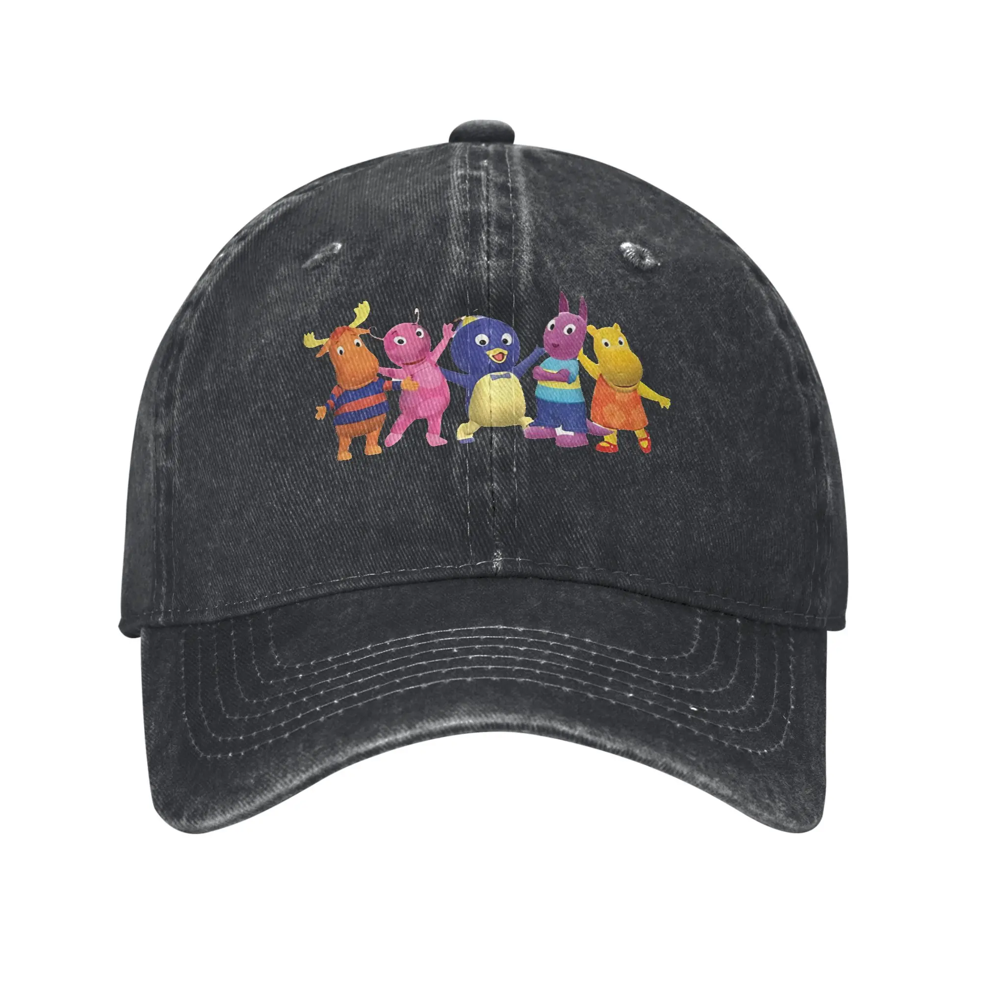 Men Women Pablo Backyardigans Print Hats Vintage Distressed Denim  Baseball Cap Adjustable