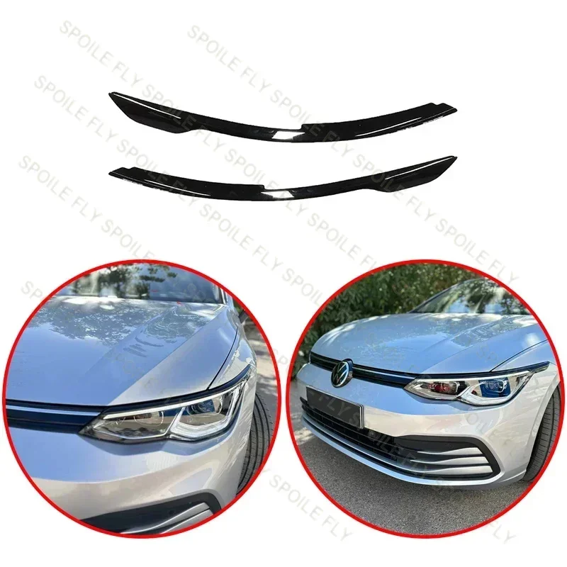 

For VW Golf 8 GTI MK8 2021 2022 2023 2024 Glossy Black Eyelid Front Car Headlights Eyebrow Eyelids Sticker Lamp Hoods Body Kit