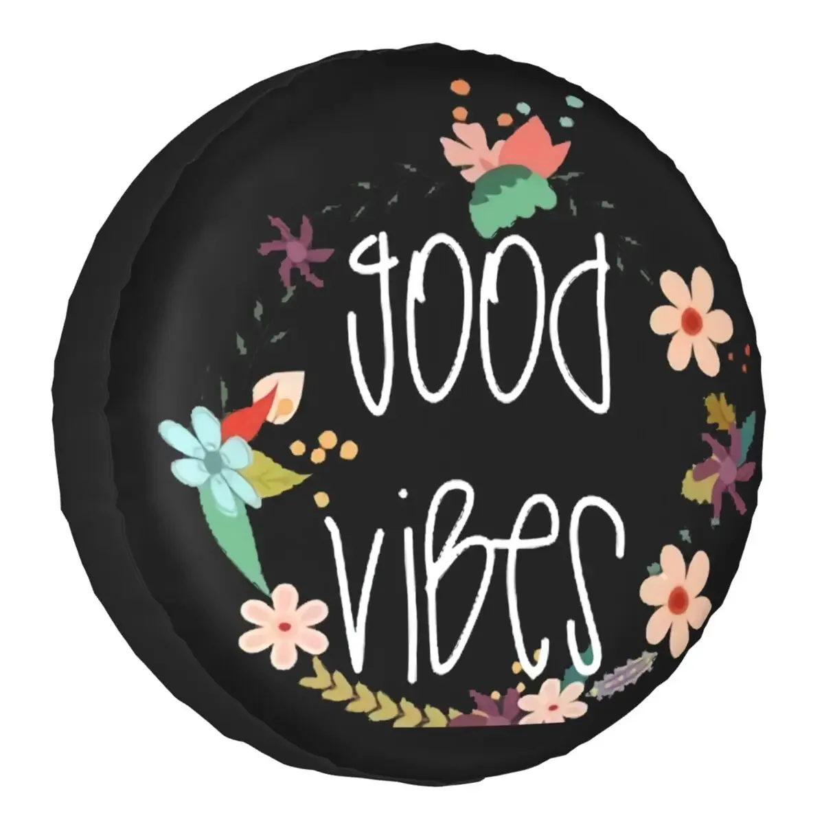 Custom Good Vibes Flower Spare Tire Cover for Mitsubishi Pajero 4WD 4x4 Trailer Car Wheel Protectors 14