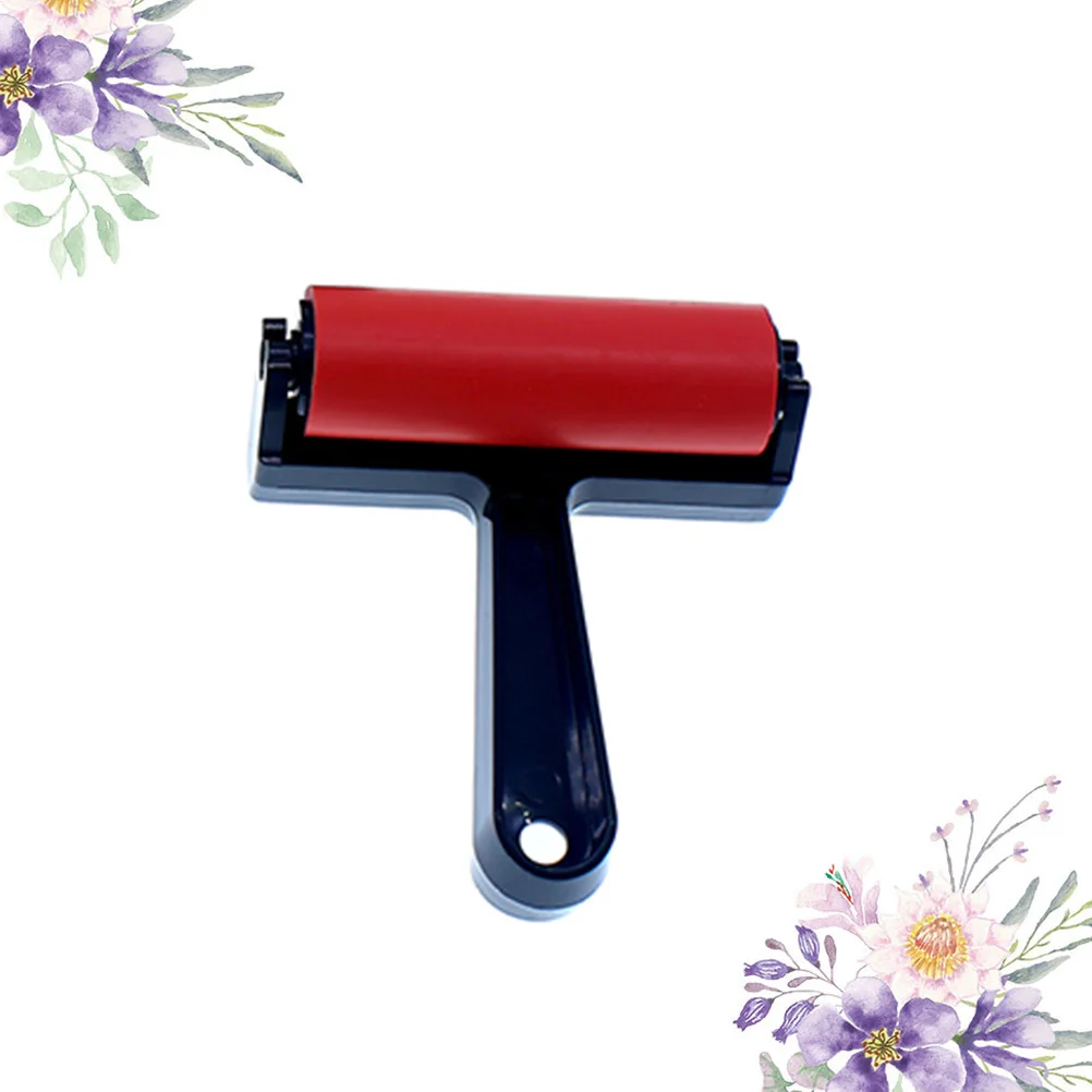 

Reusable 10Cm Red Rubber Roller Brush for Varnish Stain Application Craft Artwork DIY Drawing Sponge Kit