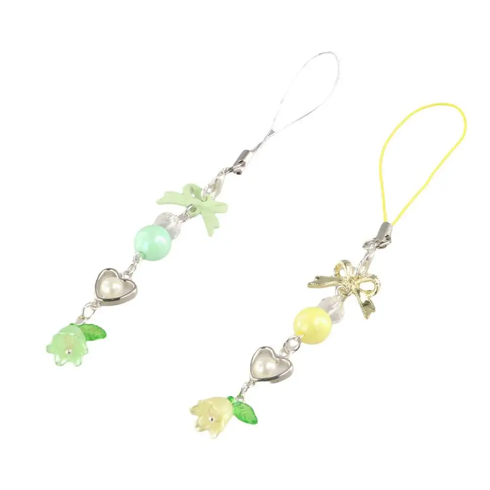 Цепочка для телефона с бантом и бусинами, ремешок на запястье с защитой от потери, ремешок для мобильного телефона, украшение, подвеска, ремешок для мобильного телефона, женский ремешок для девочек