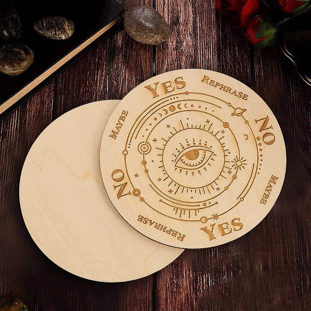 Round Wooden Boards Laser Carving Eye Providence Pendulum Board Magics Meditation Decision Plate Creative Witchs Altar Supplies
