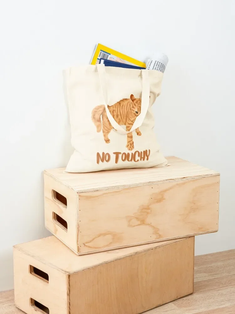 No Touchy Ginger Cat Tote Bag eco bag folding reusable shopping bag Women's handbag great