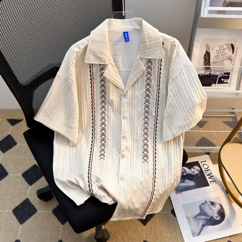 

Модная и удобная свободная повседневная рубашка с коротким рукавом в стиле колор-блок, универсальная, с характером