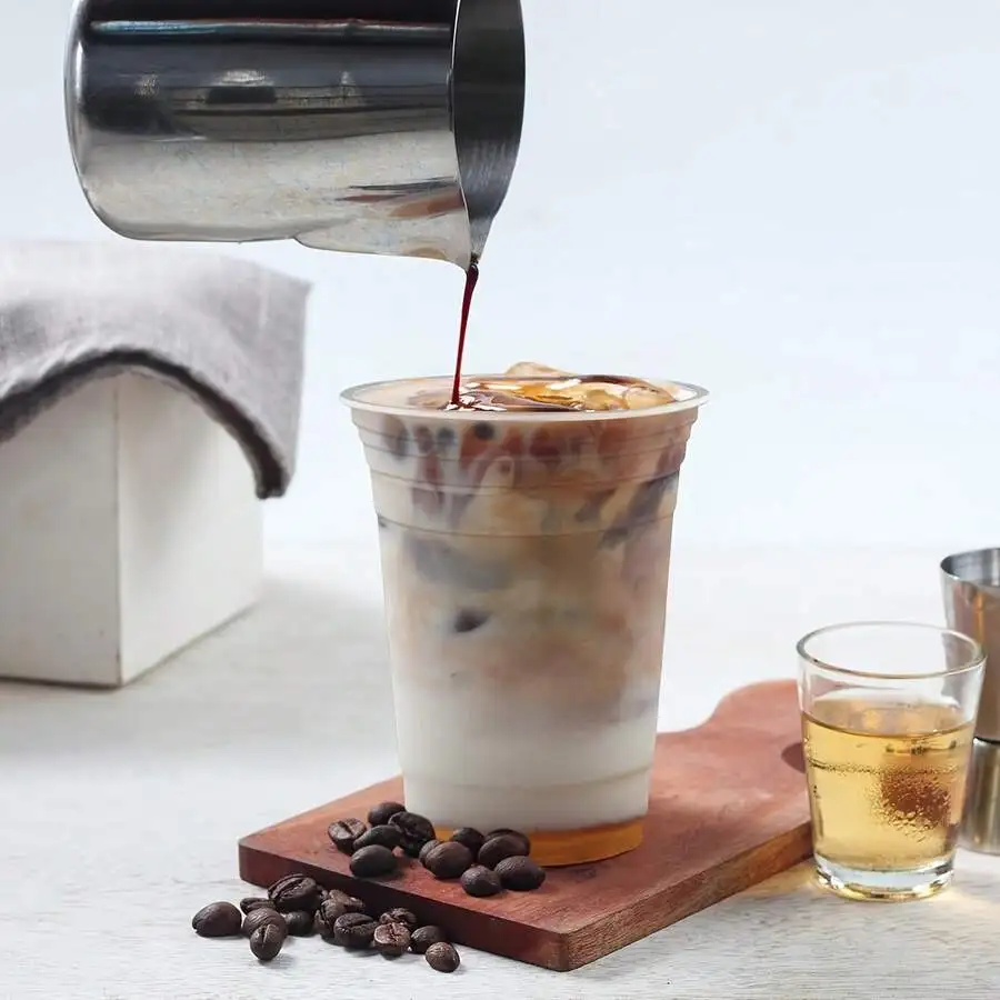 300PCS Plastic Cup Coffee Cup Set, 16 Ounce/480ml (100PC Cups+100PC Lids+100PC Straws), With Straw And Lid, Transparent Coffee C