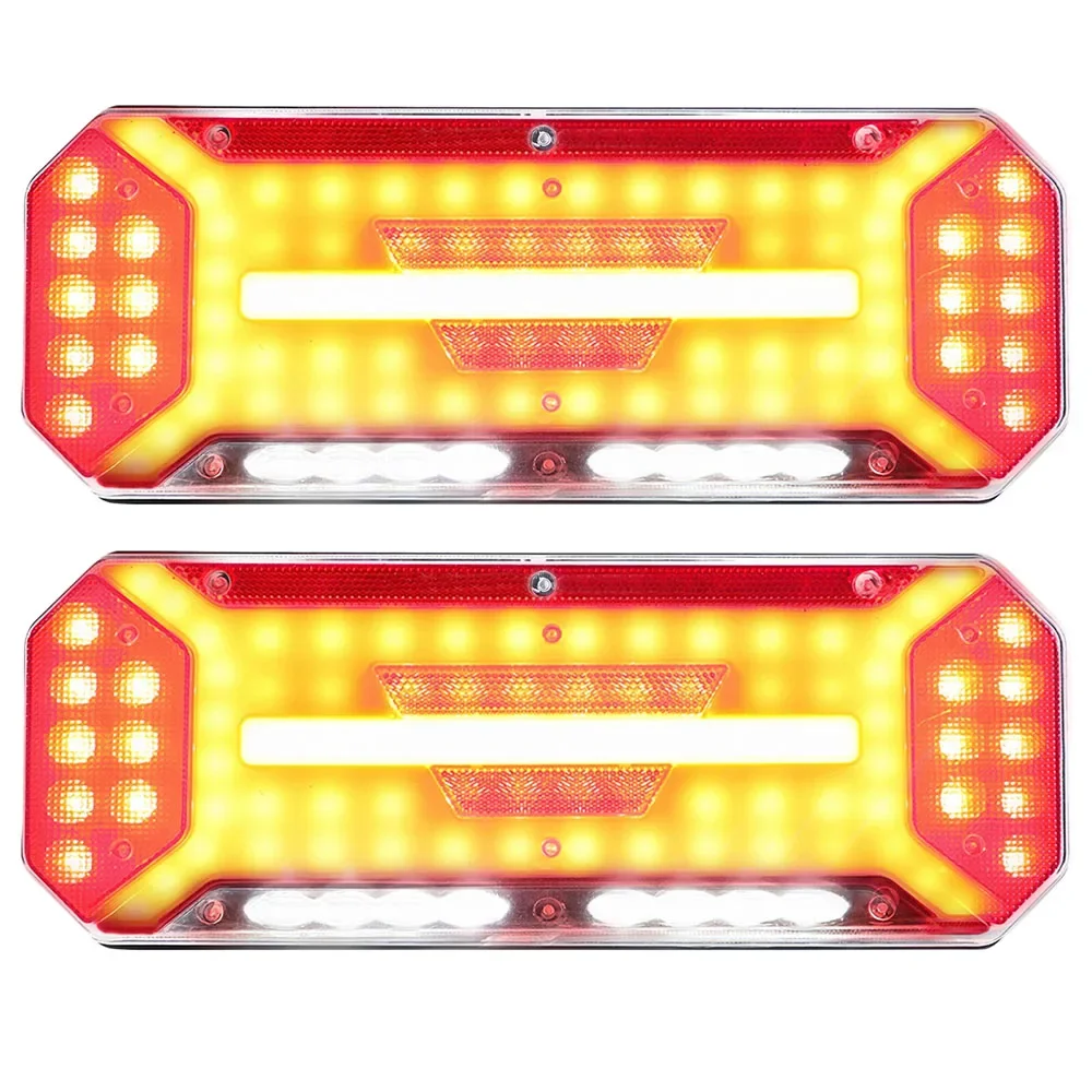 1 Set 2pcs Waterproof 24V LED Combination Rear Lights Flowing Turn Signal Brake Reverse Lamp Trailer Truck Caravan Vans Lorry