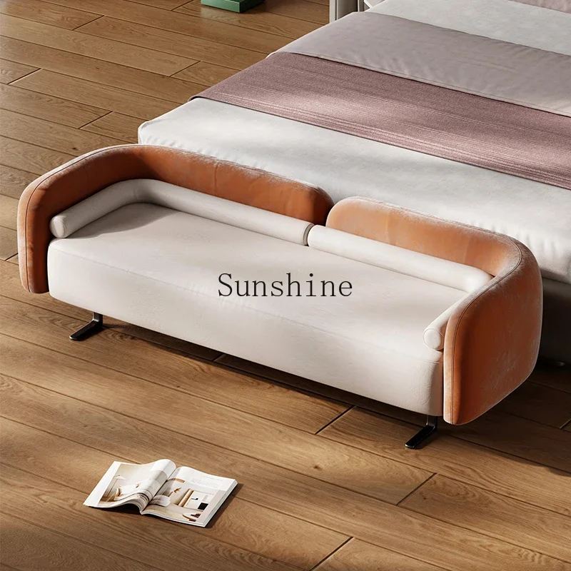 Living room bedroom bedside stool sofa bed high-end flannel minimalist light luxury minimalist