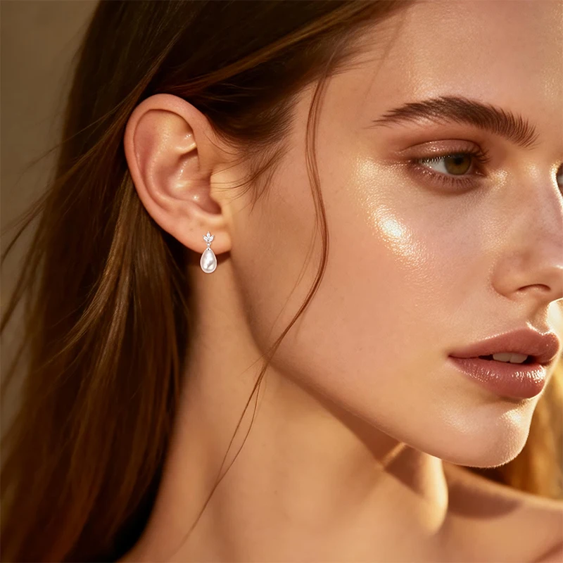 Oxtao Leaf & Pearl-Detail Drop Earrings — product information 6
