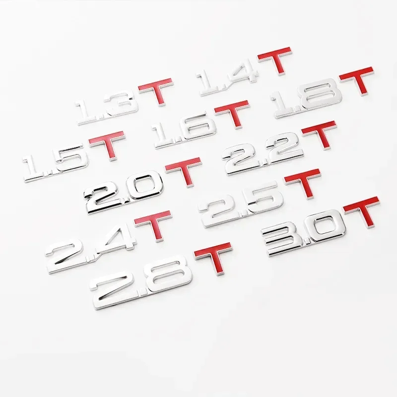 

3D Metal 1.5T 1.6T 1.8T 2.0T 2.2T 2.4T 2.5T 2.8T 3.0T Car Sticker Emblem Badge Decal For Mazda KIA Renault TOYOTA BMW Ford Focus