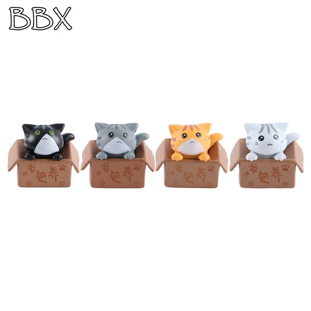 

1Pcs Cartoon Poor Box Cat Kitty Kitten Model Small Statue Car Figurine Crafts Garden Figurine Ornament DIY Miniatures Gifts