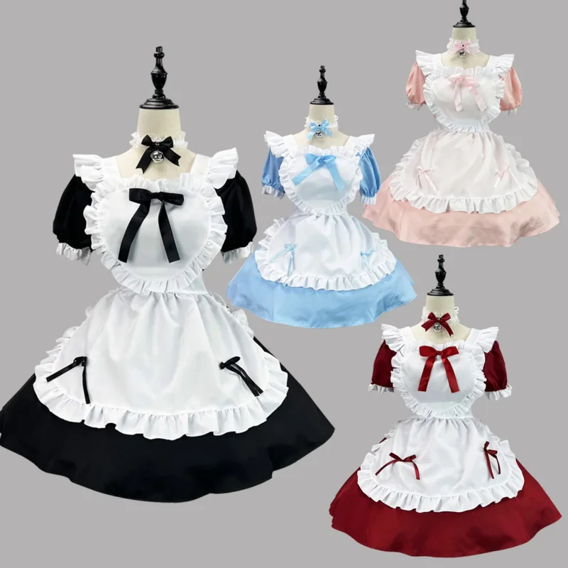 Anime cute heart Lolita maid cosplay costume 4colors Alice dress girls women waiter maid party stage costumes Alice maid dress