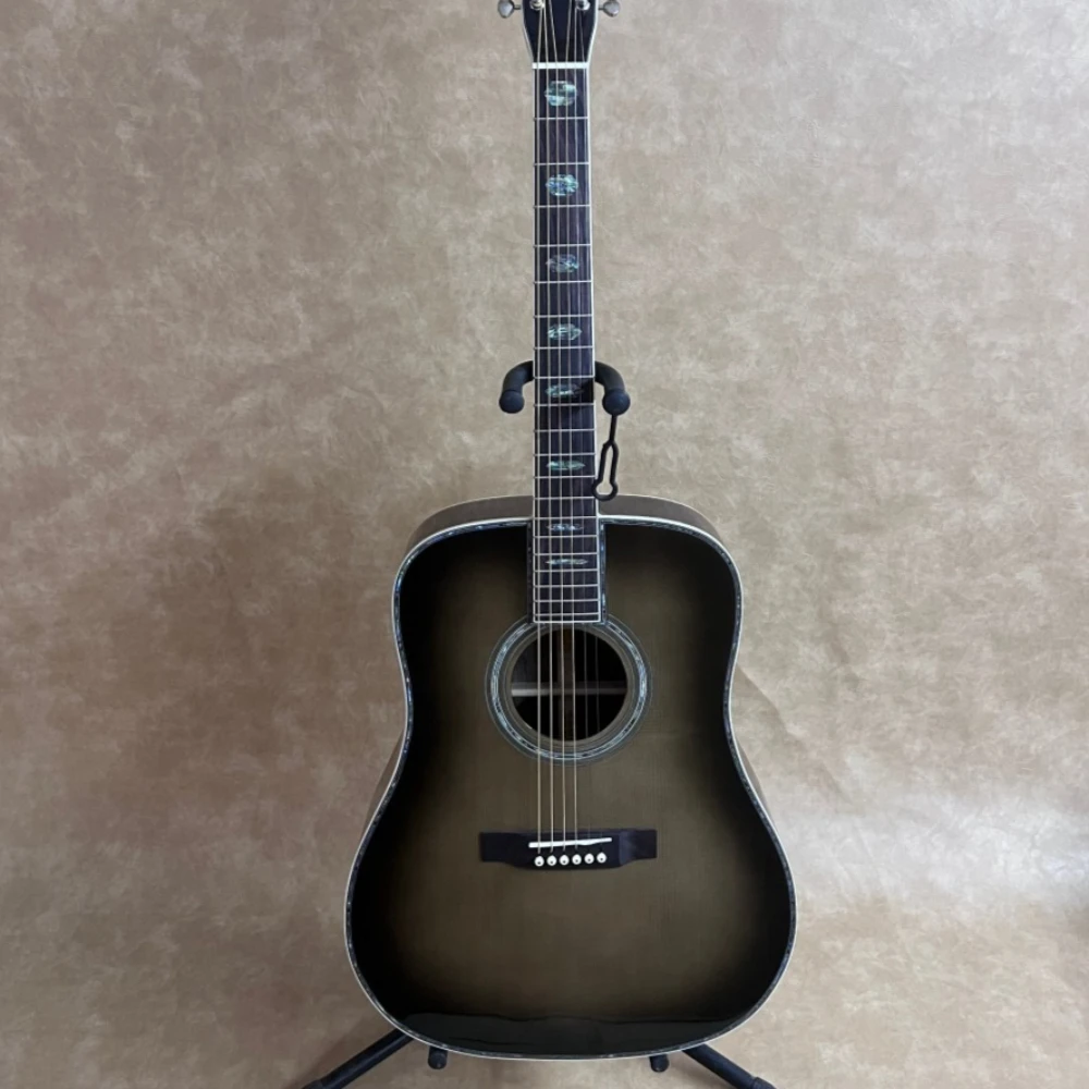 

Hot Deal Grey D Model Acoustic Guitar Rosewood Fingerboard Bone Nut with Half Closed Tuning Peg Type