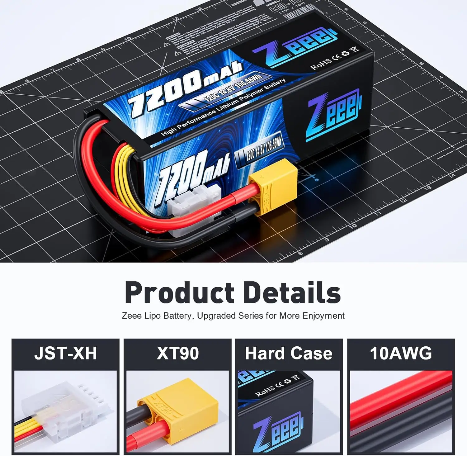 Zeee 4S يبو بطارية 14.8 فولت 120C 7200 مللي أمبير مع XT90 التوصيل حقيبة صلبة ل RC سيارة عربات التي تجرها الدواب RC طائرة قارب هليكوبتر RC نماذج السباق #3