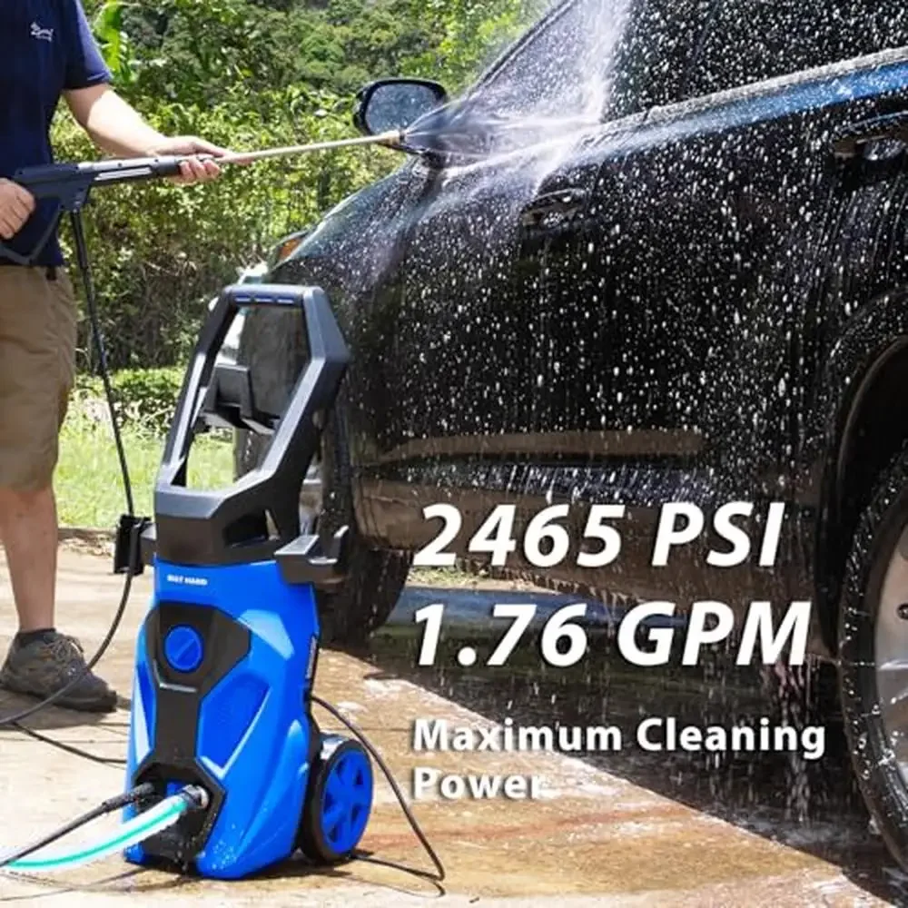 2000W High Power 2465 PSI Electric Pressure Washer Stainless Steel Wand 5 Spray Nozzles 0.9L Detergent Tank Outdoor Cleaning Car