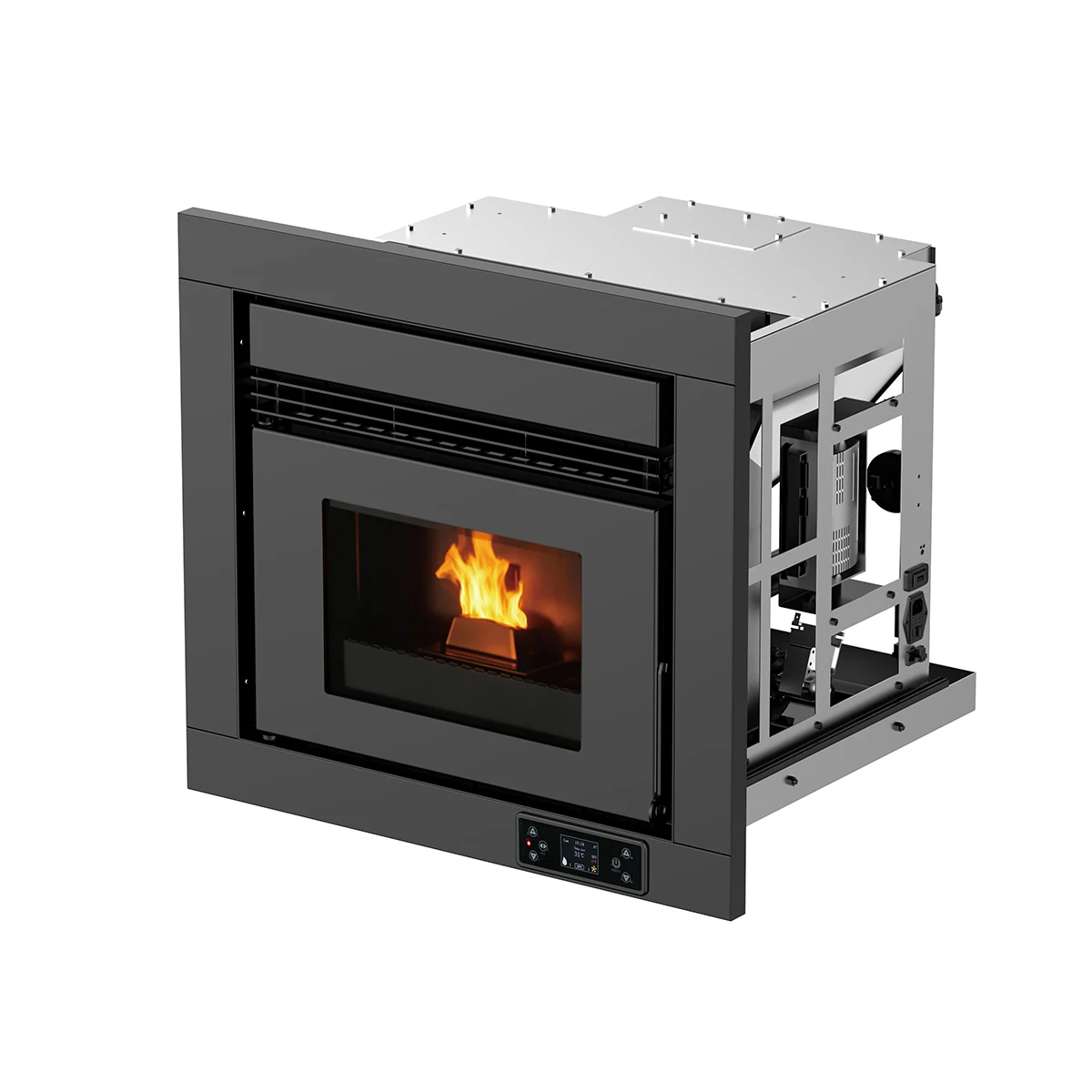 9KW European Modern Eco-friendly Indoor Insert Wood Pellet Stoves Built-in Pellet Fireplace
