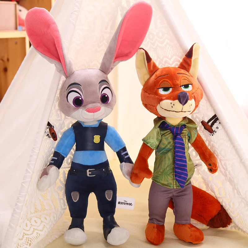 40Cm Kawaii Disney Zootopia Nick Wilde Judy Hopps muñeco de peluche juguete Anime nuevo sofá decoración de la habitación regalo de cumpleaños para niños