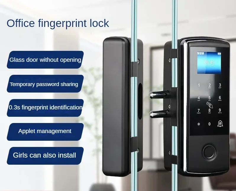 Waterproof Tuya Bluetooth Smart Door Lock Fingerprint Electronic Rim Lock For Glass Door support Remote Control App Unlock