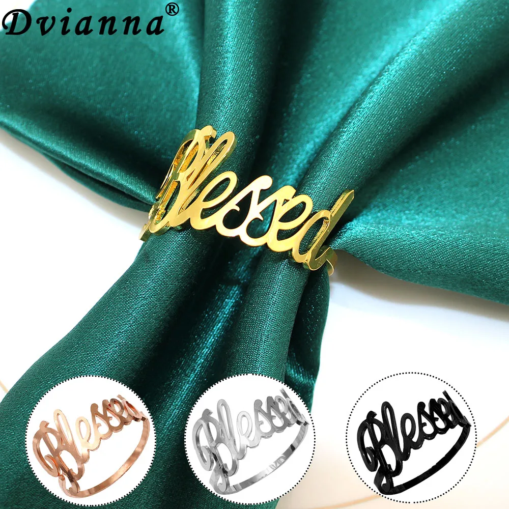 12Pcs New Arrival Blessed Bismillah Napkin Rings for Wedding Home Farmhouse Birthday Christening Party Table Decorations HWM259