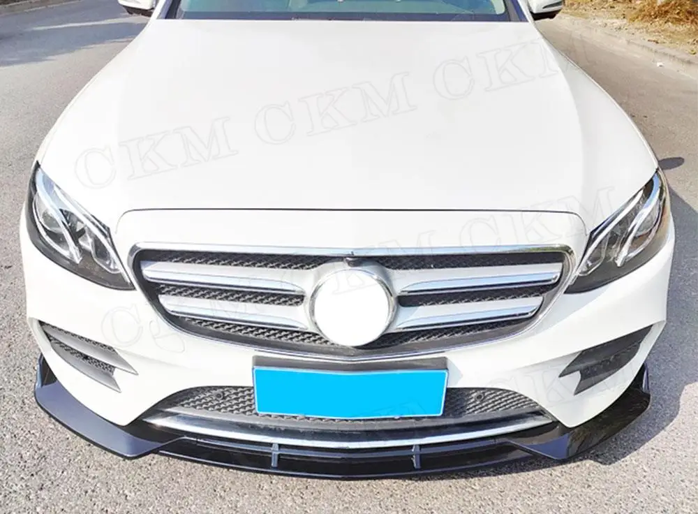 

CKMUUER ABS Gloss Black 3 PCS Car Front Bumper Lip Chin Spoiler for Mercedes Benz E Class W213 E63 Sport B Style 2017-2019