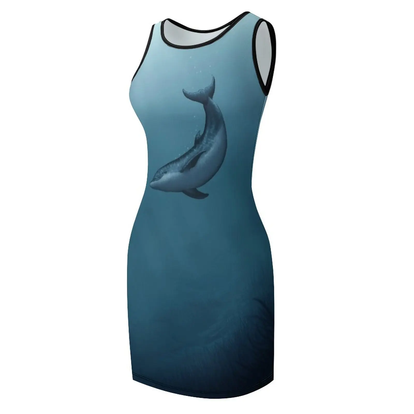 صفارة الإنذار من البحيرة الزرقاء من Amber Marine ~ لوحة دولفين، فن؟ فستان صيفي بدون أكمام لعام 2015 للنساء الحوامل
