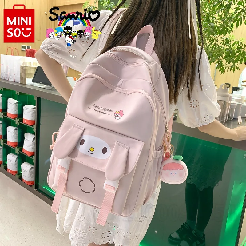 Miniso Sanrio New Girl Backpack Cartoon Fashion Girl School Bag Large Capacity Casual Girl Backpack Large Capacity High Quality