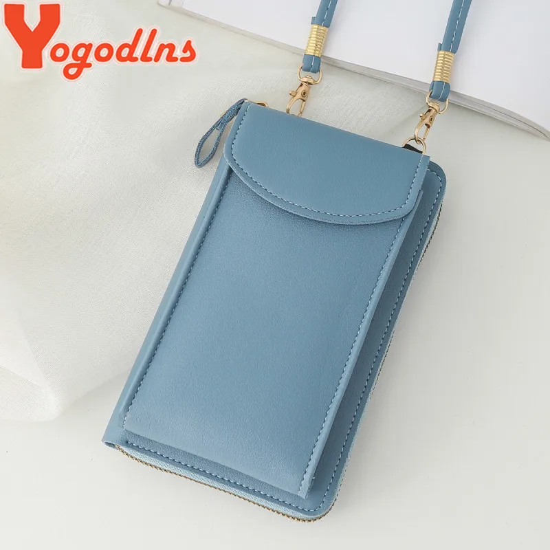 Yogodlns Casual Cellphone Crossbody Bag For Women PU Leather Shoulder Bag Multifuncion Messenger Handbag Flap Lady Pouch Bolsos