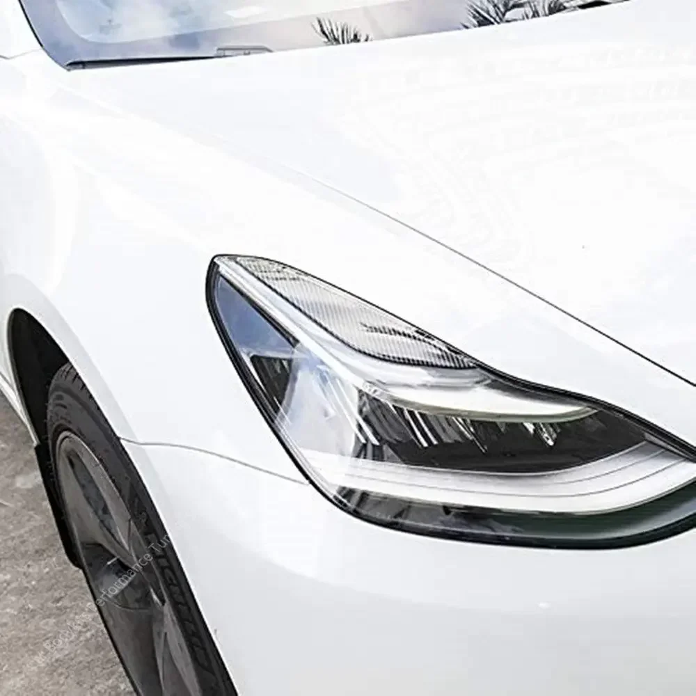 2Pcs ABS Gloss Headlight Evil Eyebrows Eyelids For Tesla Model 3 Model Y 3 Y 2017-2020 2021 2022 2023 3D Sticker Bodykits Tuning