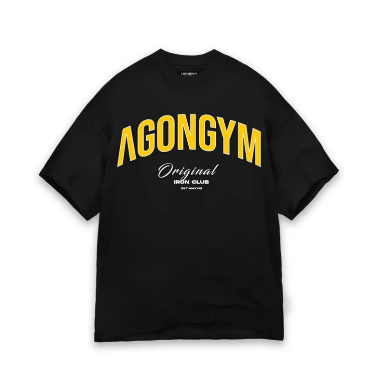 Herren Oversize-T-Shirts aus schwerer Baumwolle mit AGONGYM-Grafikdruck, Fitness-Streetwear, lockerer Rundhalsausschnitt, Kurzarm, Workout-Freizeitshirt – Detail 6