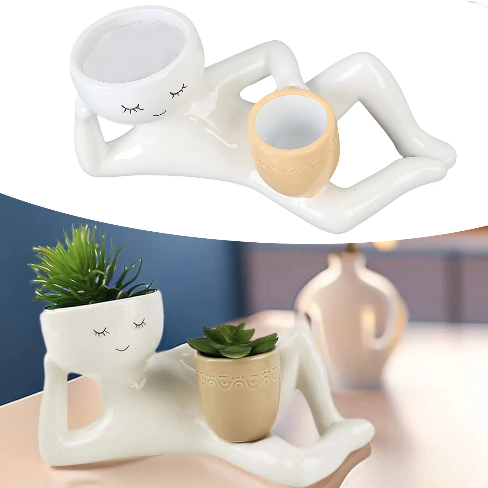 Succulent Pot Creative Breathable Synthetic Resin Flower Pot for Desktop Ornament Decoration