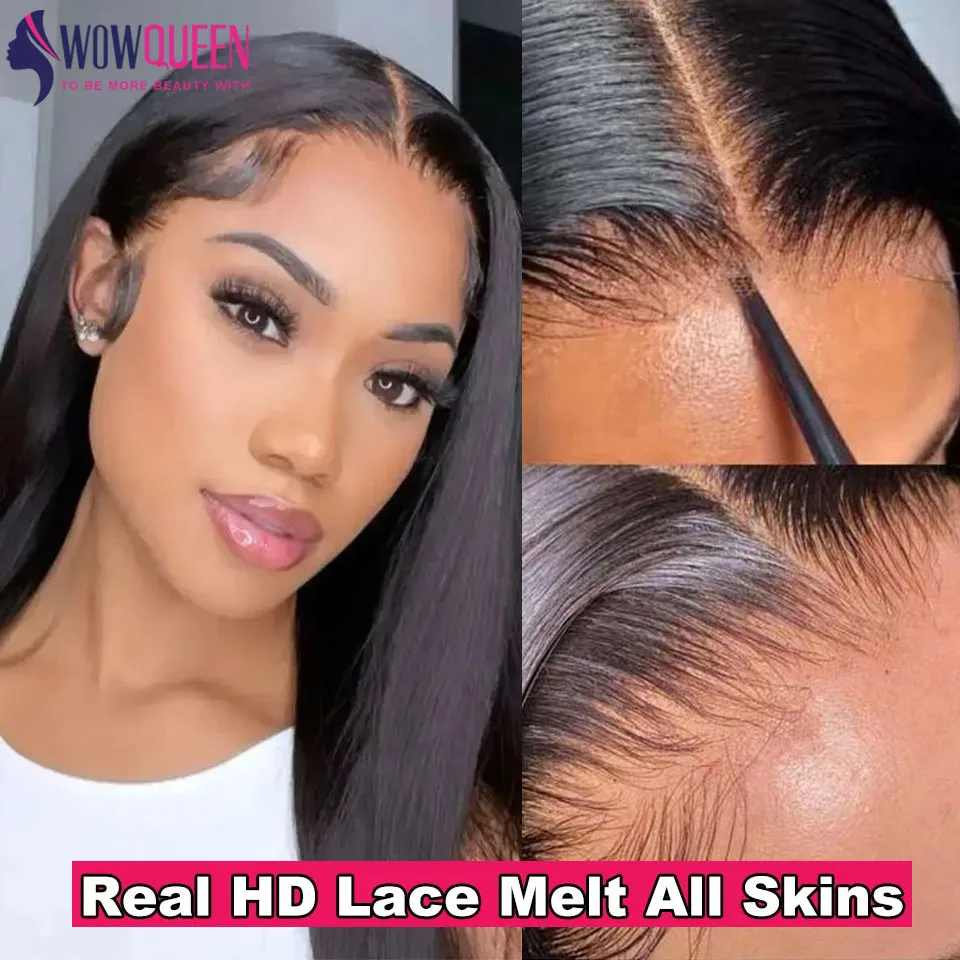 Real HD Lace 4x4 5x5 13x4 HD Lace Frontal Only Melt All Skins Straight 100% Human Hair Pre Plucked Transparent HD Lace Closure