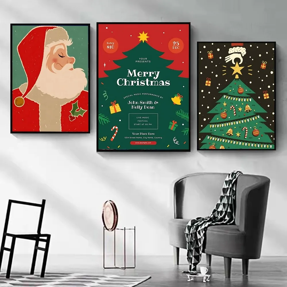 

Merry Chrismas Poster DIY Poster Kraft Paper Vintage Poster Wall Art Painting Study Stickers Big Szie Wall Painting